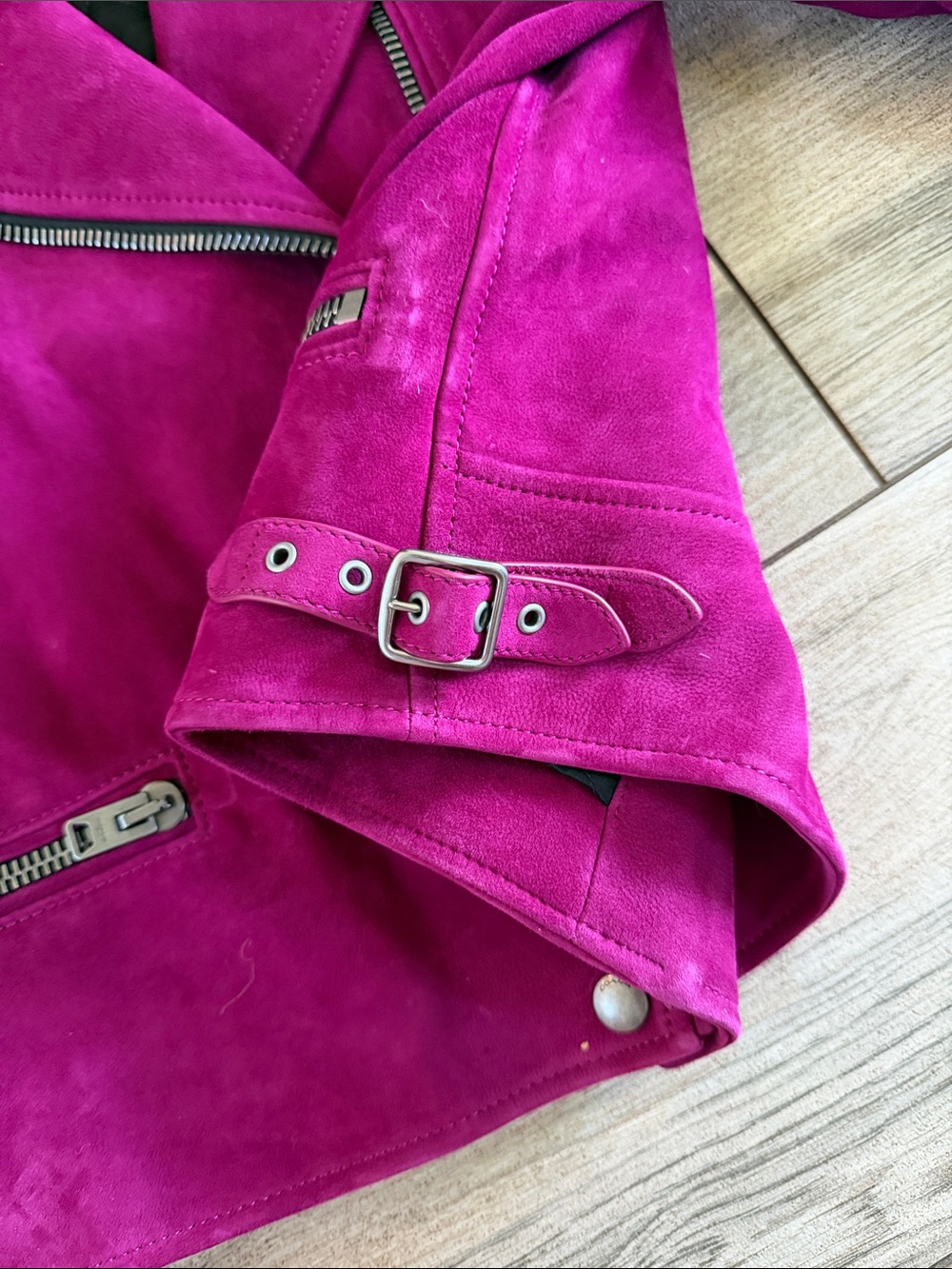 Coach Magenta Suede Moto Jacket - Picture 2 of 10